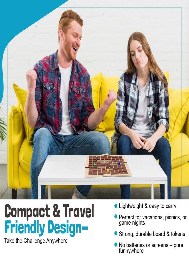 Braintastic Wooden Corridor Board Game for Kids, Adults, Family| Age 8+ Years (Smart Kids 4+ Years)|Interesting Mind, Strategy Game for Home, Travel| Super Fun to Play| 2-4 Players|Brown Color| - Image 4